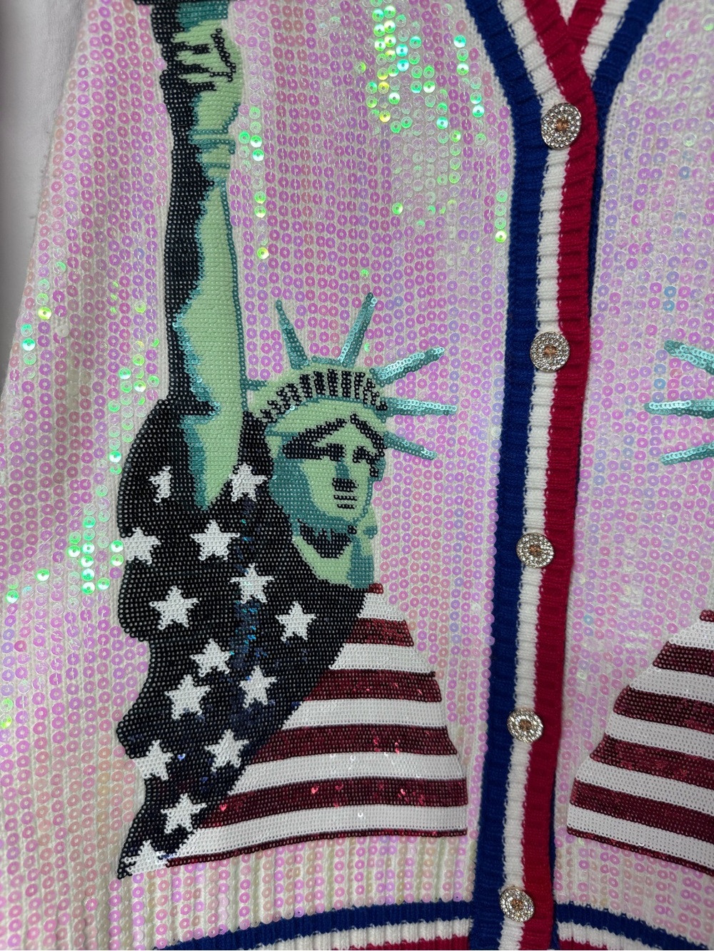 QUEEN OF SPARKLES Statue of Liberty Sweater Vest - Picture 3 of 7